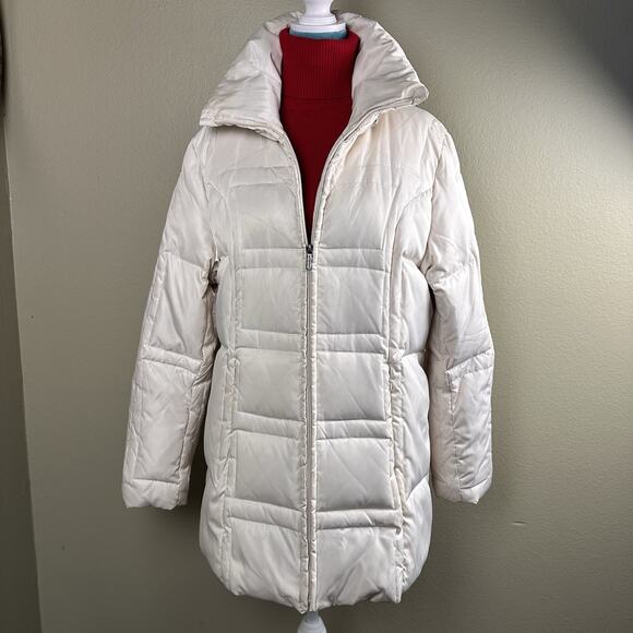 Down Jacket Women XL Jones of New York Ivory Zip Below hip - Picture 1 of 16